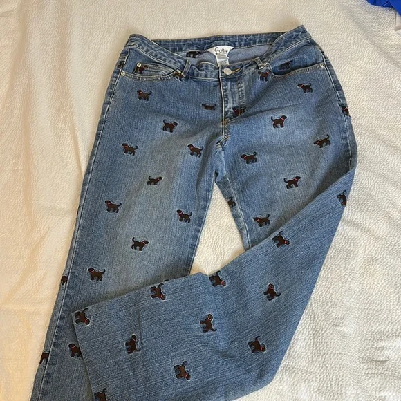 Lilly Pulitzer Blue Straight Leg Jeans with Unique‎ Print