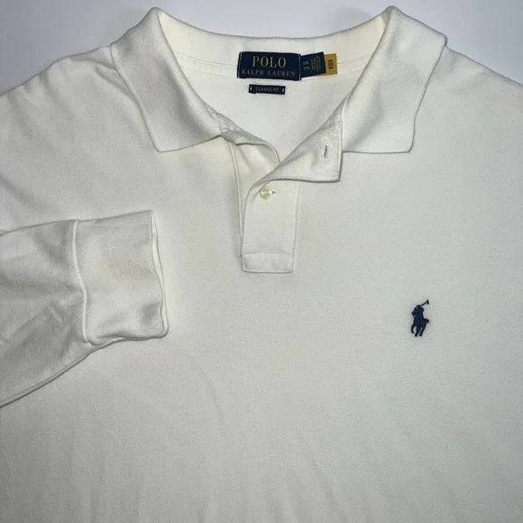 Polo Ralph Lauren  Classic Fit Rugby Longsleeve Mesh Shirt White Mens Size XXL‎