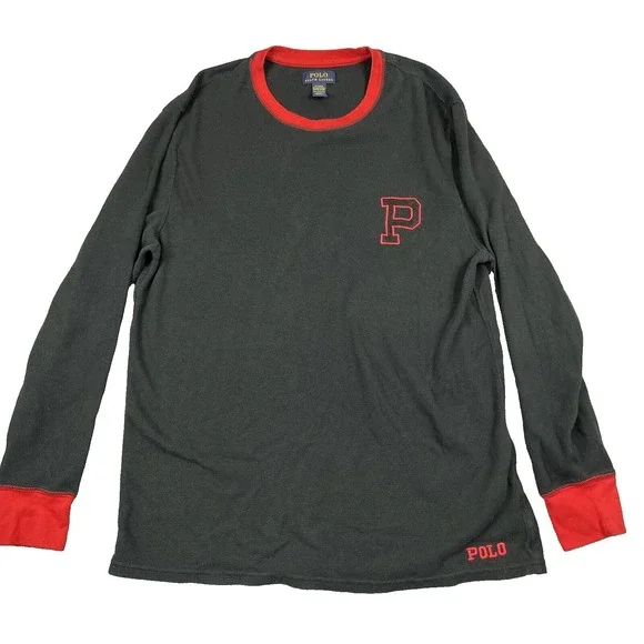 Polo Ralph Lauren Waffle‎ Knit Shirt Mens 2XL Black Soft Loungewear Casual
