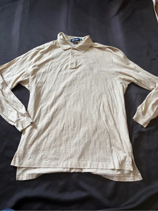 Ralph Lauren Long-Sleeve Polo Shirt in Light Beige