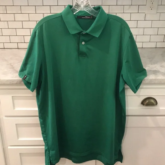 RLX Ralph Lauren Shirt‎ Mens Large Green Black Label Golf Embroidered Lakewood