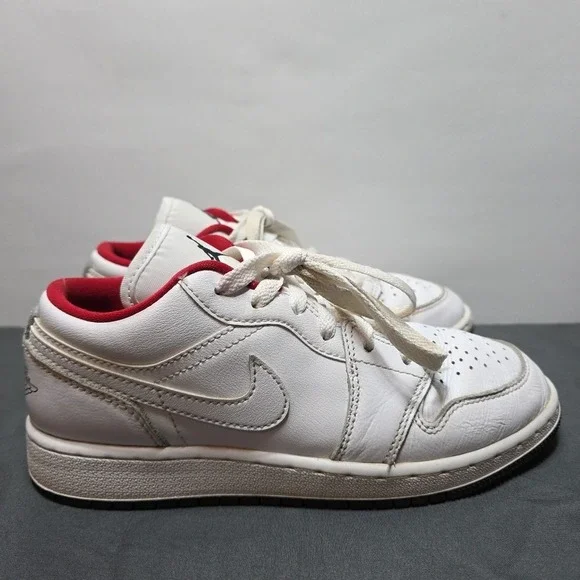 Air Jordan 1 Low‎ GS 'White Gym RedBoys Size US 4Y 553560-164