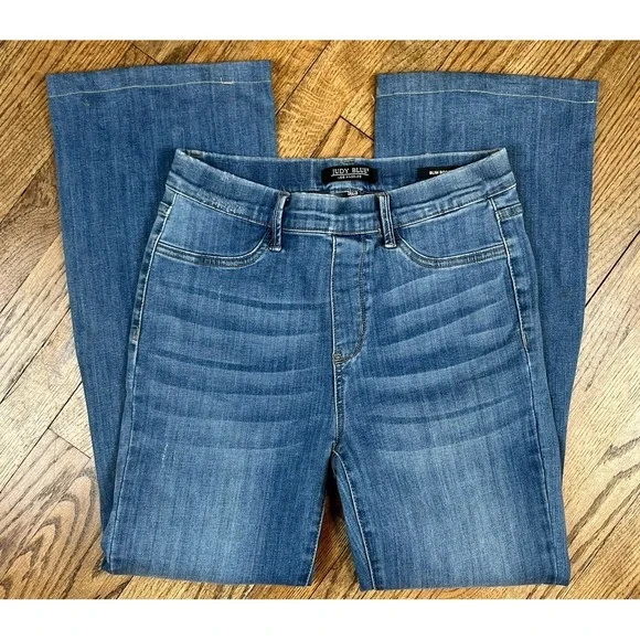 Judy Blue Slim Boot Distressed Denim Blue Stretch Waist‎ Jeans Women's Sz 28x30