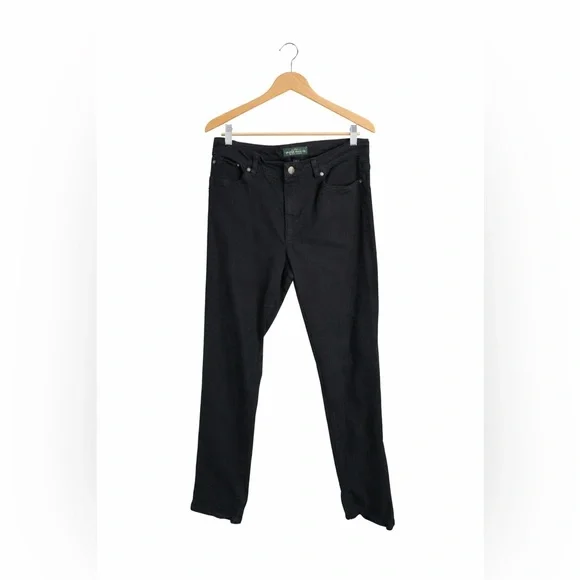 Lauren Ralph Lauren Black Straight Leg Jeans Size 12 Classic Stretch Denim Chic