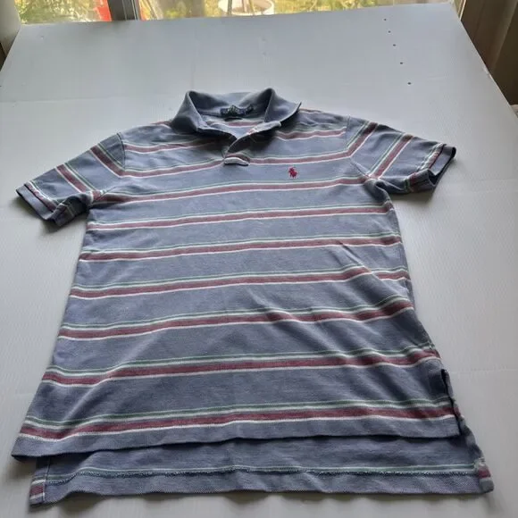 Polo Ralph Lauren Custom Fit Polo Shirt Men’s Small Blue Striped Cotton