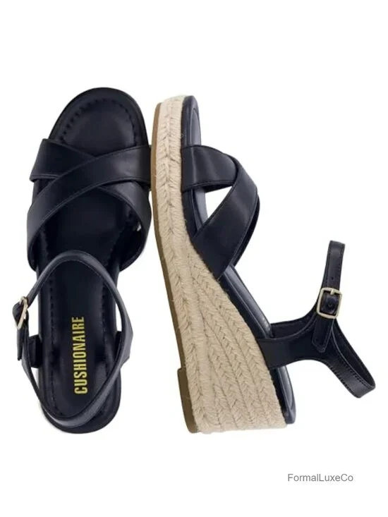 Women's Crisscross Espadrille Wedge Sandals with Adjustable Ankle Strap