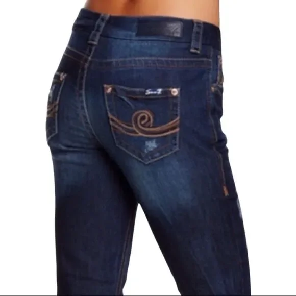 Dark Denim Low Rise Bootcut Jeans Size 4 Seven7 NWT
