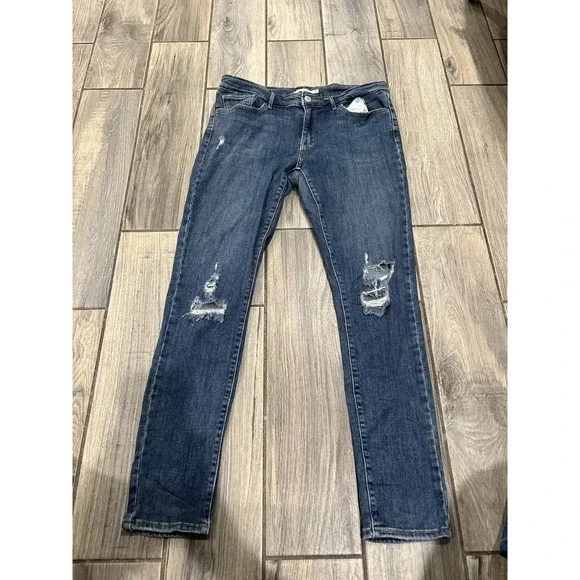 Levi's 711 Skinny Women's Jeans W32 L30 Dark Wash Ripped Distressed Blue Denim