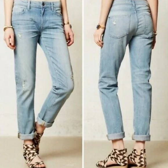 Pilcro and the Letterpress Distressed Paint Mom Jeans 25 XS