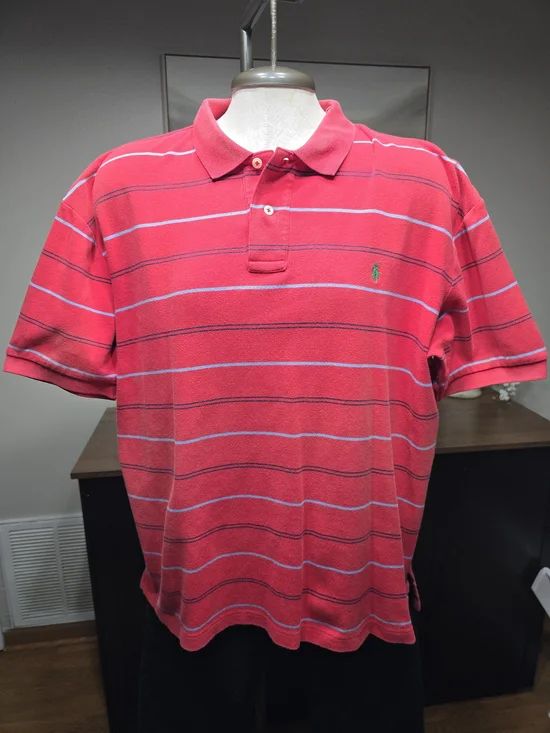Polo by Ralph Lauren Men's Striped Polo Shirt Red Size Large