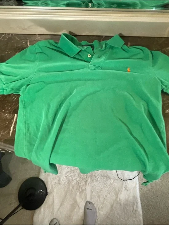 Ralph Lauren Green Polo with Orange Pony Logo