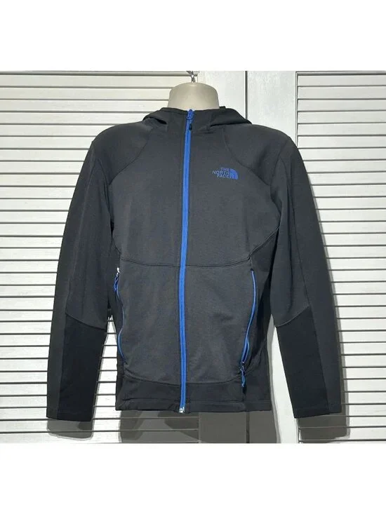 The North Face Men's Gray Blue Full-Zip Fleece Hoodie Athletic Jacket Size M 304