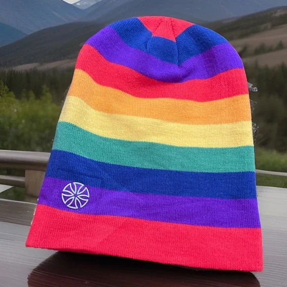 Rainbow Pride Beanie Cap Knit Hat Striped Colorful Snowboard Skull  Snsusk‎