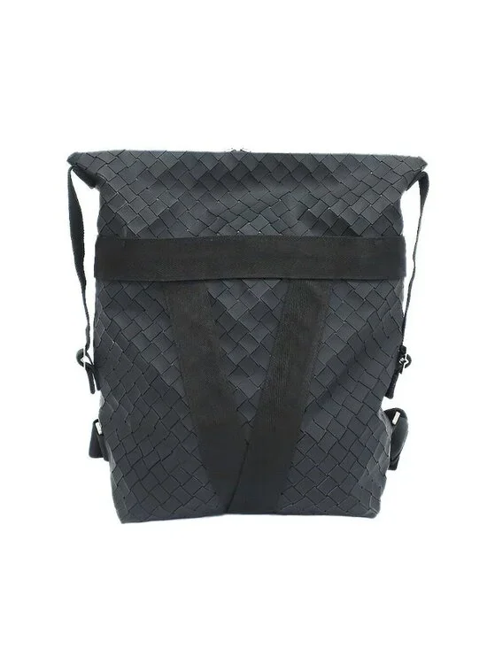 Bottega Veneta Ten New Lava Backpack Intrecciato Black Silver