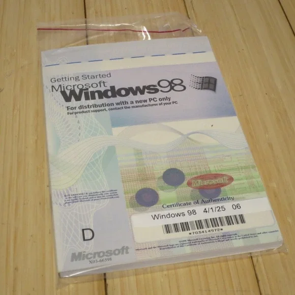 Microsoft X03-66598 Windows 98 - COA & Manual only (NO CD)‎ - 06