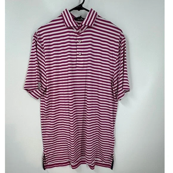 Ralph Lauren‎ RLX Golf Polo Shirt Pink White Stripe Performance Men's Small