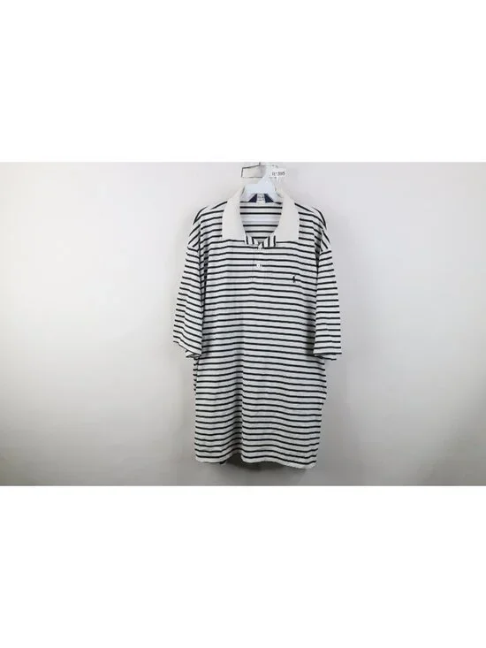 Vintage 90s Polo Golf Ralph Lauren Mens 2XL Striped Soft Cotton Knit Polo Shirt