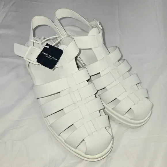 American Eagle White Leather Fisherman Sandals Women Size 8 Chunky Sole NEW/tag