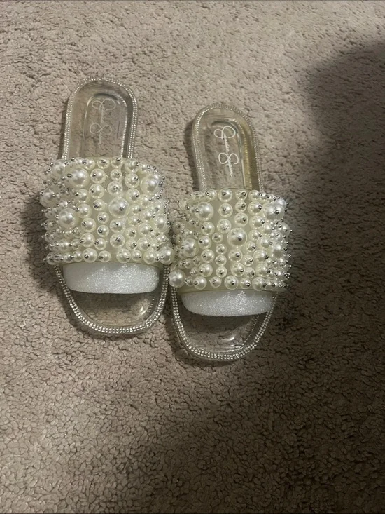 Jessica Simpson Pearl Beaded Slide Sandals