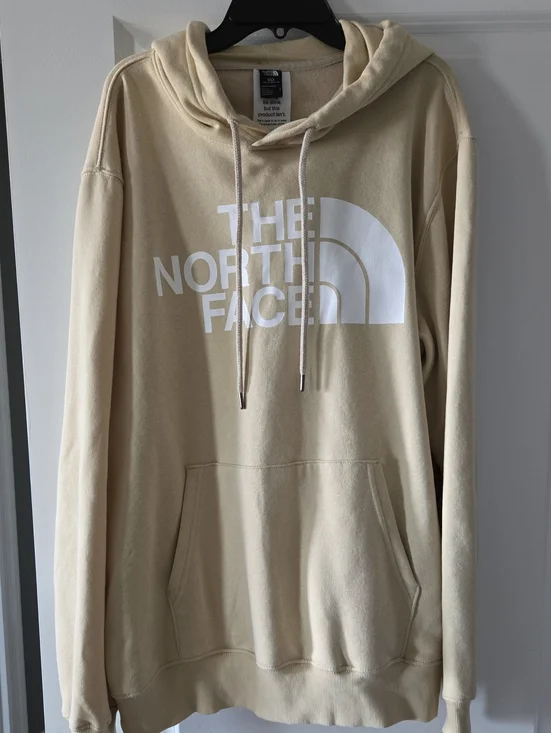 The North Face Men’s Cream Pullover Hoodie with White Logo