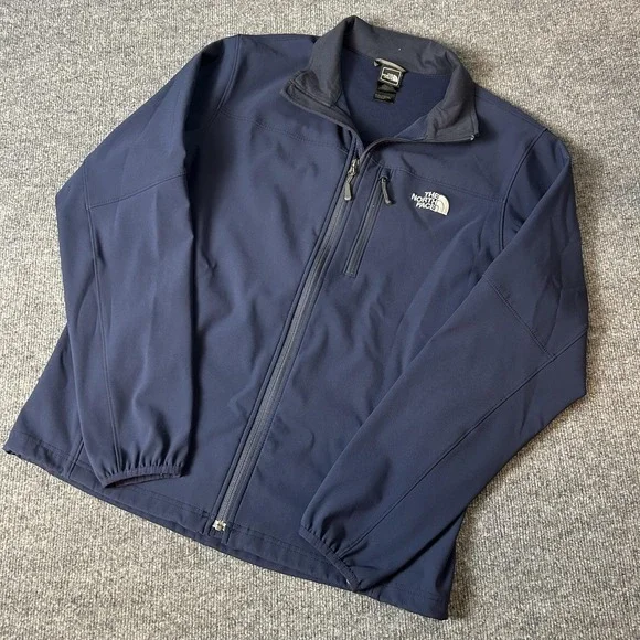 The North Face Jacket Mens Large Blue Softshell Full Zip Windbreaker Outdoor