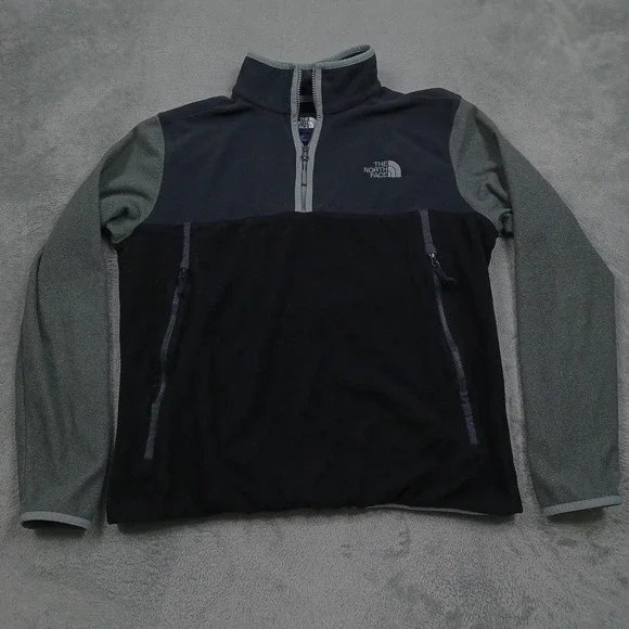 North Face Sweater Mens Large Black 1/4 Zip Outdoor Fleece Casual