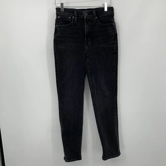 Madewell Perfect Vintage Jean high rise ankle tapered leg mom black denim 26