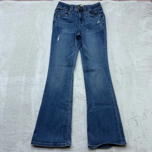 Democracy Jeans‎ Women's 4 Flare Boho Blue Distressed Ab Technology Casual Denim