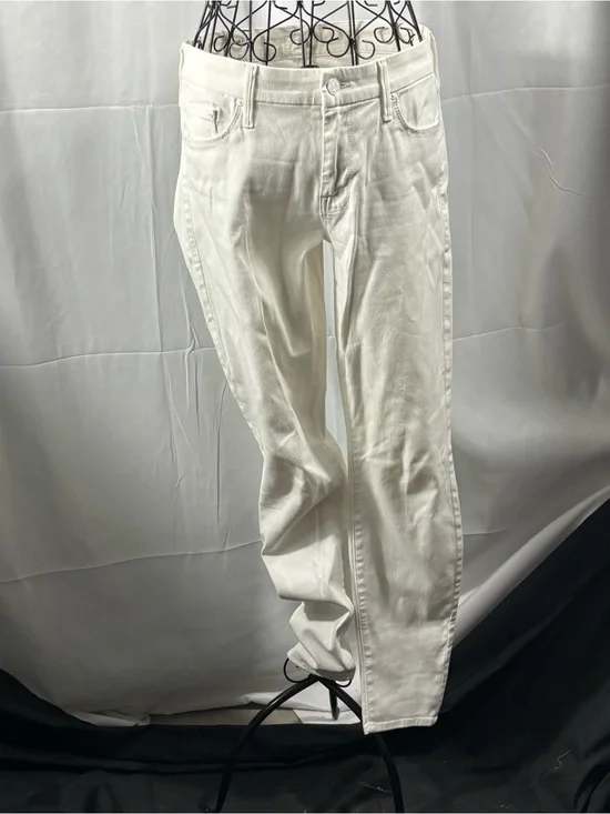 MOTHER Straight Leg Jeans in Off-White