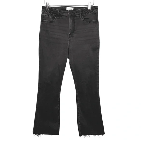 FRAME Le Crop Mini Bootcut Washed Black Frayed Women’s Jeans Sz 30