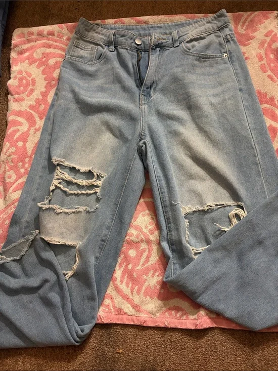 Light Blue Distressed Women's Jeans