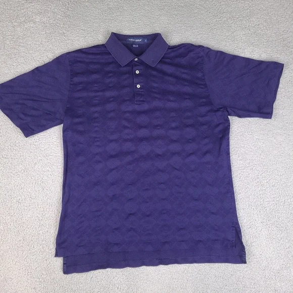 Ralph Lauren Polo Golf Shirt Mens Large Blue Argyle‎ Diamond Cotton Casual