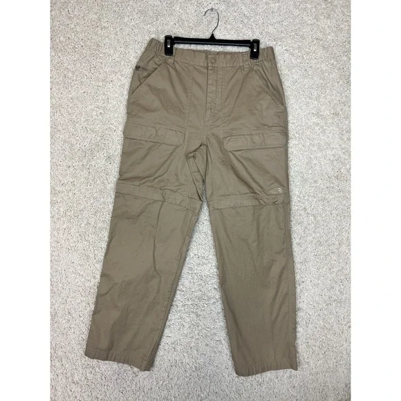 The North Face Convertible Cargo Pants Mens Medium Beige Elastic Waist Gorpcore