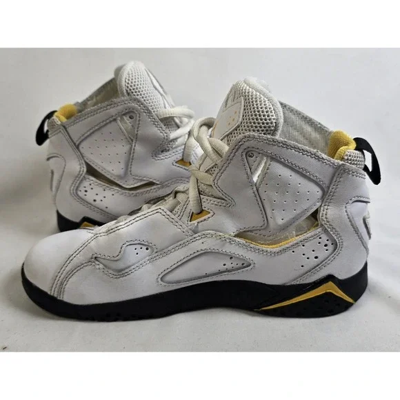 Jordan True Flight High Top Kids White Yellow Shoes Sneakers Sz 2Y