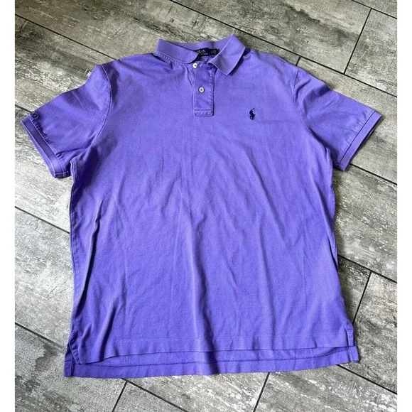 Ralph Lauren Polo Mens Large Collared Classic Fit Light‎ Purple Blue Pony Preppy