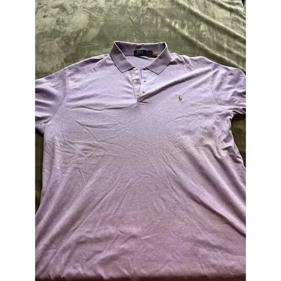 BIG & TALL Polo Ralph Lauren Mens Polo Shirt‎ Purple Short Sleeve Size 3XLT