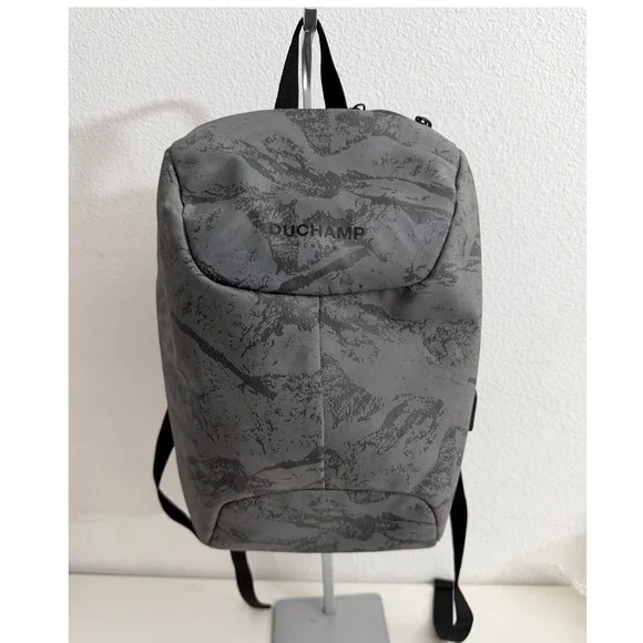 Duchamp London Grey Marble Print Tech Backpack USB‎ Port Laptop Sleeve Mens Bag