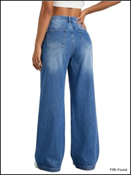 High Waist Baggy Boyfriend Jeans Wide Leg Denim Pants Y2K Streetwear
