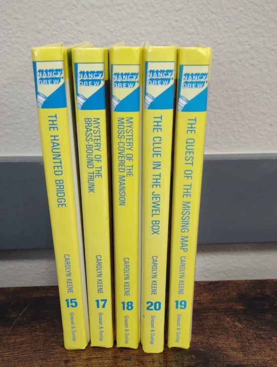 (5) Nancy Drew Hardcover Mystery Books Lot. #15,17,18,19,& 20 Excellent!