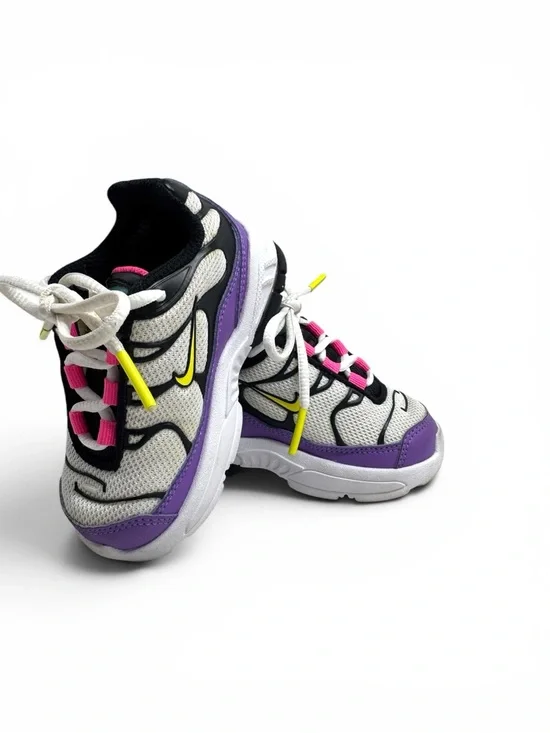 Nike Air Max Plus TN Toddler 5C White Bright Violet Dynamic Yellow Sneakers EUC