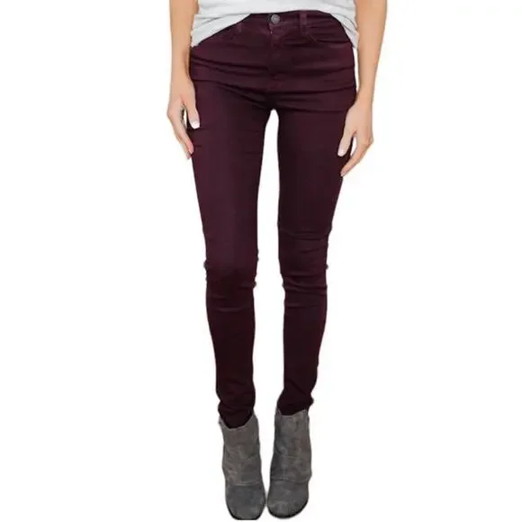 Rag & Bone The Skinny Jean Distressed Wine Zipper Fly Cotton Blend Low‎ Rise