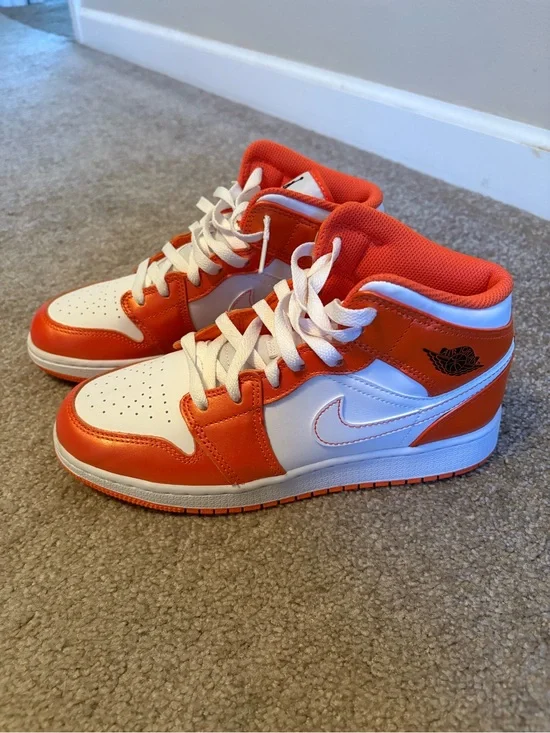 Jordan Kids Orange & White Mid-Top Sneakers