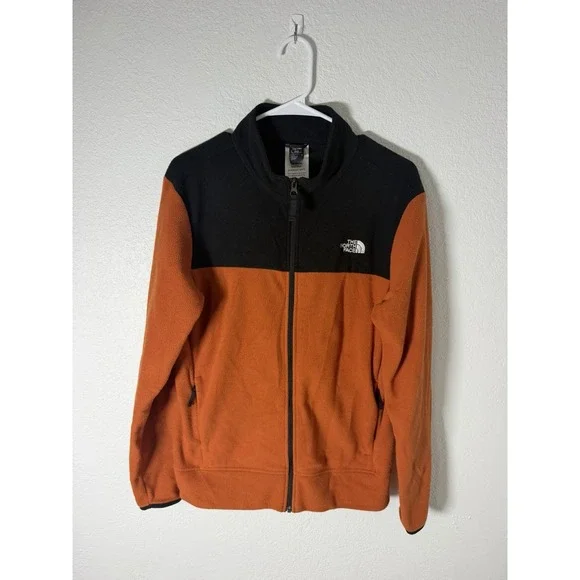 The North Face Glacier Fleece Jacket Full Zip Orange Black Men's Small
