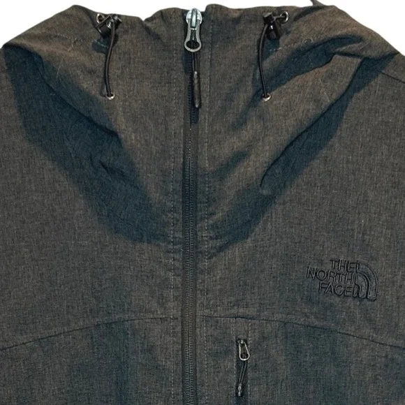 The North‎ Face Men's Medium Charcoal Full Zip Hooded Jacket Microfiber Stretch