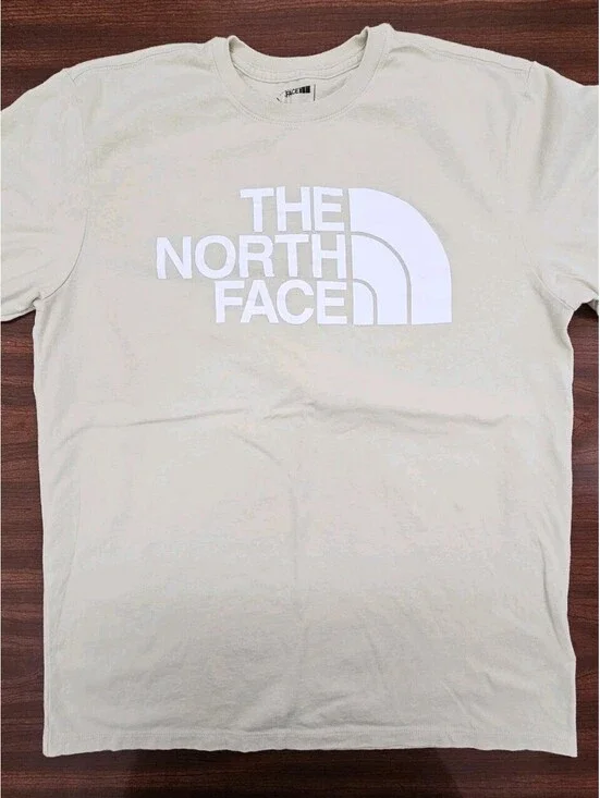 North Face Shirt Mens M Beige Big Logo Graphic Tee T-Shirt Outdoor Hiking