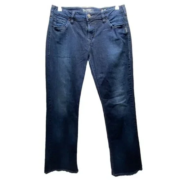 Silver Jeans Women’s W33/L31 Dark Blue Suki High Baby Boot Western Fluid‎ Denim