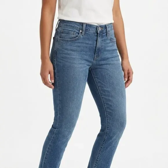 LEVI STRAUSS SIGNATURE Blue Straight Stretch Jeans Women Slim Denim Size 12
