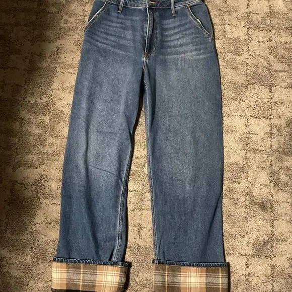 Women’s Hollister jeans, ultra high-rise‎ flannel rolled hemmed leg size 11r new