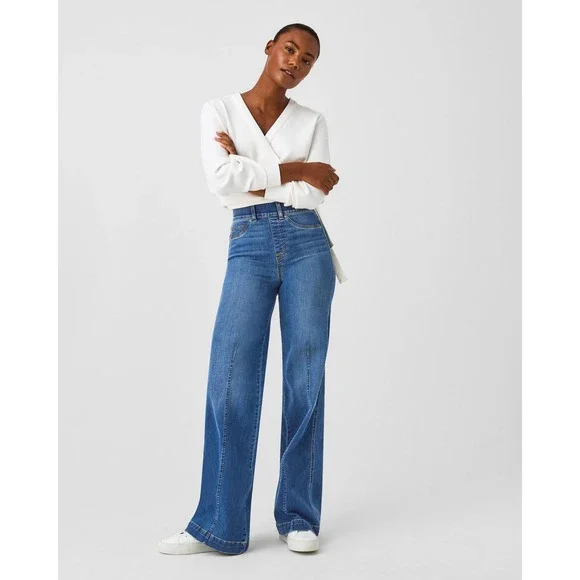Women's XL Spanx ‎ Jeans  Seamed Front Wide Leg Jeans