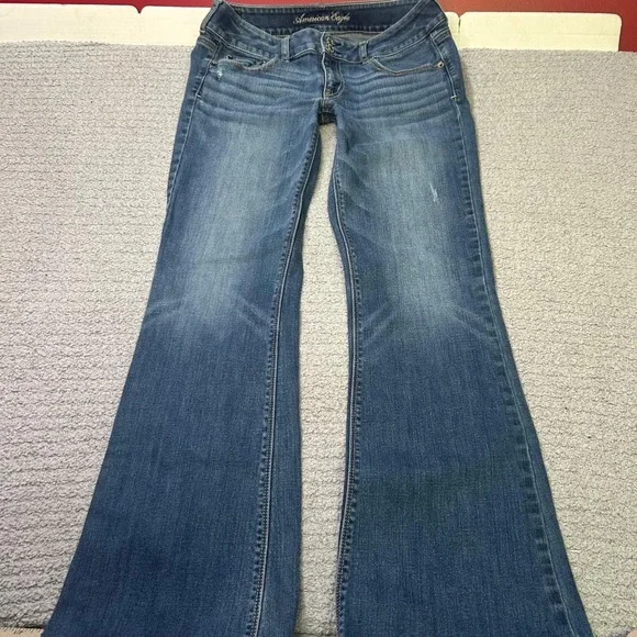 American Eagle Jeans Artist Flare 10L Blue Vintage 2000s Ultra Low Rise‎ Y2K